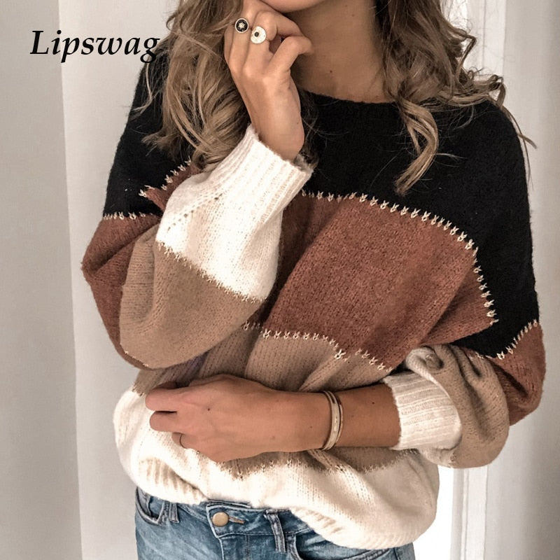 Patchwork O-neck Sweater