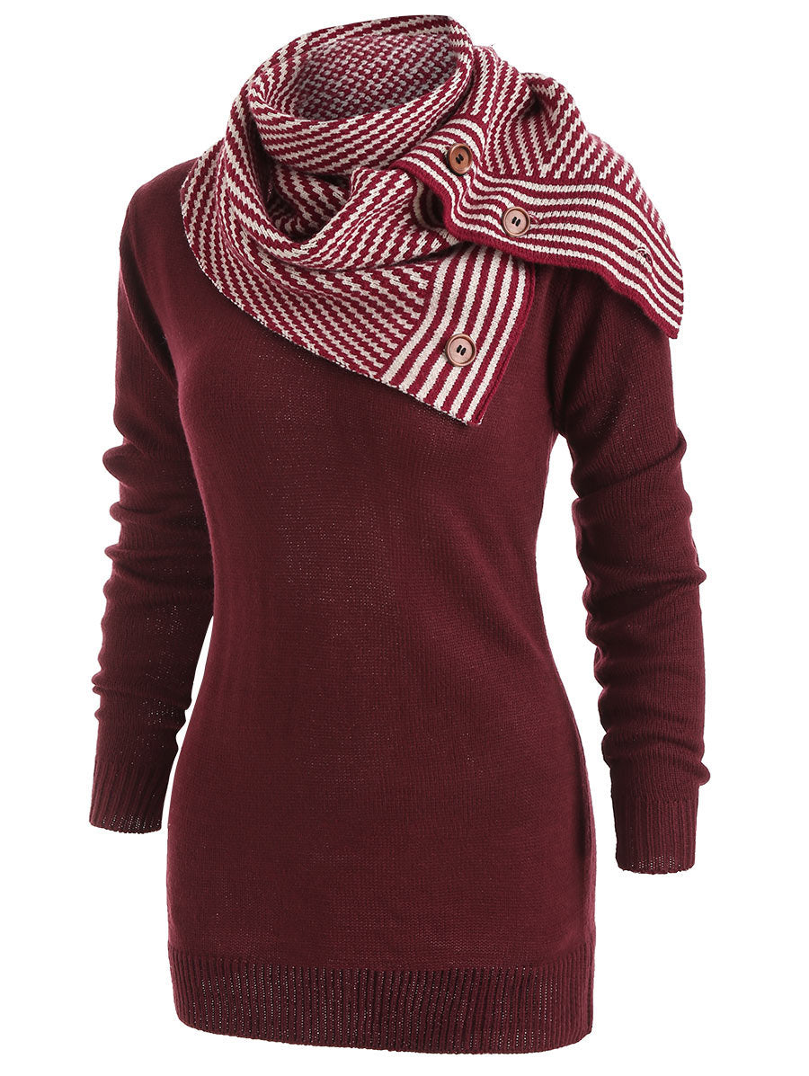 Wipalo Pullover Sweater With Striped Scarf