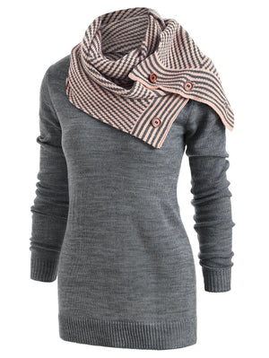 Wipalo Pullover Sweater With Striped Scarf