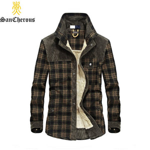 Casual Shirts Outerwear Plaid Thick Wool Liner Autumn Winter Shirt