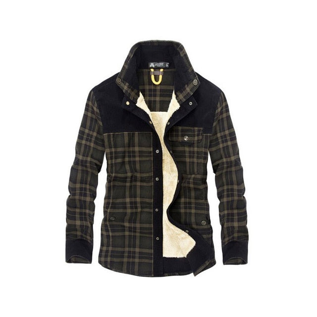 Casual Shirts Outerwear Plaid Thick Wool Liner Autumn Winter Shirt