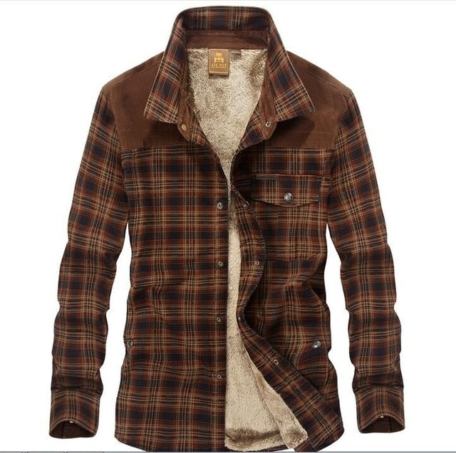 Casual Shirts Outerwear Plaid Thick Wool Liner Autumn Winter Shirt