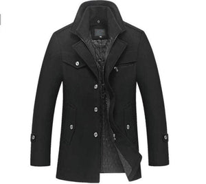 New Winter Wool Coat Slim Fit Jackets Mens Casual Warm Outerwear